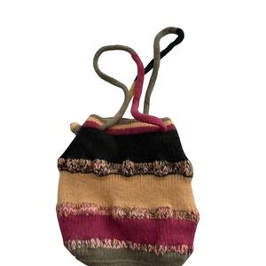 Boho Chunky Knit Striped Tote Bag Multicolor Braided Texture Slouchy Shoulder